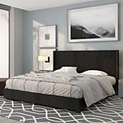 Emma and Oliver King Accent Extended Panel Platform Bed in Black Fabric