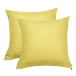 PiccoCasa Pack of 2 Linen Throw Pillow Covers, Blank Cotton Lined Linen Cushion Cover, Decorative Square Throw Pillowcases for Couch Sofa, Yellow, 18