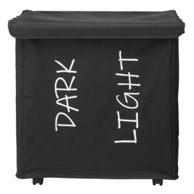 mDesign Divided Laundry Hamper Basket with Lid, Fabric Handles. View a larger version of this product image.