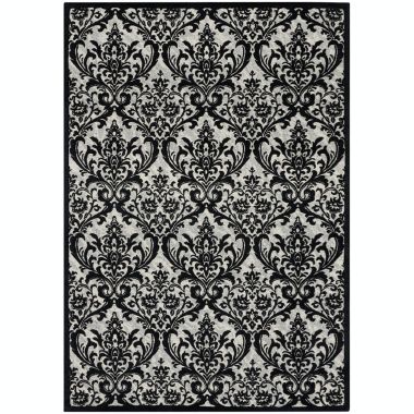Nourison Damask Black/White Area Rug DAS02 5' x 7'. View a larger version of this product image.