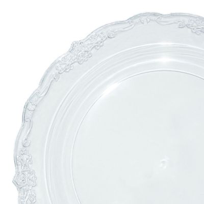 Bone 120 10" Dinner Plates China Look White Silver Disposable Plastic Black 