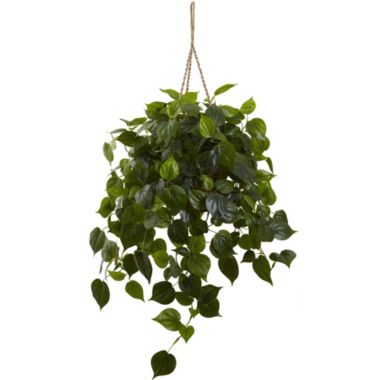 Nearly Natural 36" Artificial Philodendron Outdoor Plant in Hanging Basket. View a larger version of this product image.