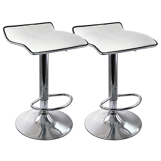 Elama 2 Piece Tufted Faux Leather, Low Back Faux Leather Bar Stools