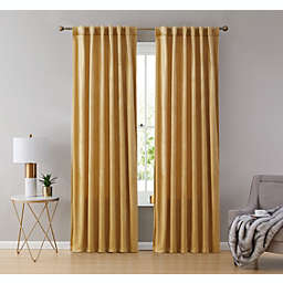 THD Maria Velvet Back Tab Rod Pocket Curtain Panels - Gold
