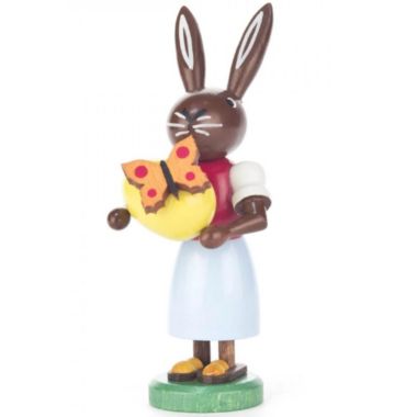 Dregeno Home Decorative Easter Figure - Rabbit Lady With Egg and Butterfly - 3.75"H x 1.5"W x 1.5"D. View a larger version of this product image.