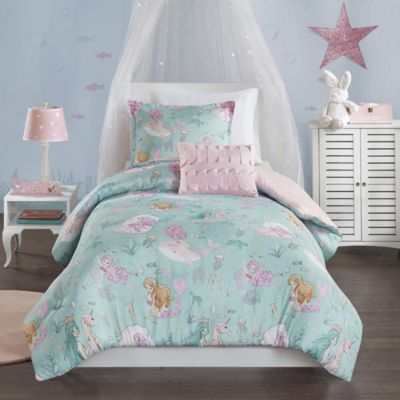 KIDS GIRLS 3pc TWIN Sheet Set MERMAID SHARK OCTOPUS Cotton AUTHENTIC KIDS NWT 
