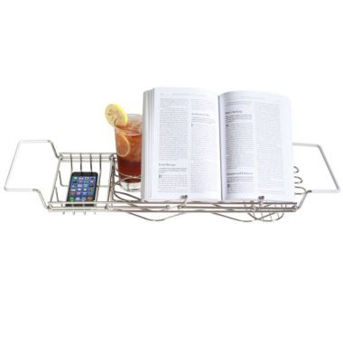 ToiletTree Products Stainless Steel Bathtub Caddy with Extending Sides and Book Holder. View a larger version of this product image.