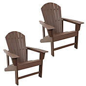 Sunnydaze Upright, Outdoor Adirondack Chair - All-Weather Design - 300-Pound Capacity - 38.25" H - Brown - Set of 2