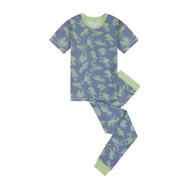 Sleep On It Boys Green Dino Super Soft Snug Fit 2-Piece Pajama Sleep Set. View a larger version of this product image.