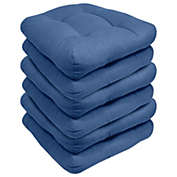 Sweet Home Collection Patio Cushions Outdoor Chair Pads Thick Fiber Fill Tufted 19" x 19" Seat Cover, Blue, 6 Pack