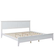 Saltoro Sherpi Grant Modern King Size Platform Bed with Slats and Headboard, Classic White-