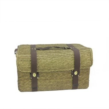 Northlight 20.5" Gold Handwoven 4-Person Picnic Basket Set with Accessories. View a larger version of this product image.