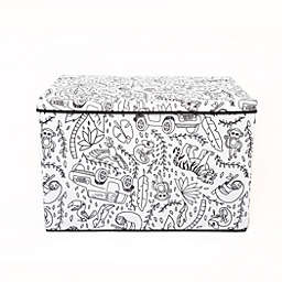 Home Outfitters Kids Coloring Lidded Medium Trunk W/ Removable Divider And 4 Pack Of Washable Markers, Jungle Print