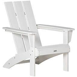 Outsunny Outdoor HDPE Adirondack Chair, Plastic Deck Lounger with High Back and Wide Seat, White