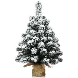 Costway 24-Inch Pre-Lit Snow Flocked Tabletop Christmas Tree w/ 30 LED Lights & Timer