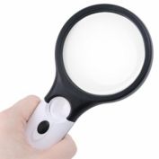 Tika 3 LED Light 45X Handheld Jewelry Loupe Magnifier Reading Magnifying Glass