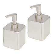 mDesign Compact Square Metal Refillable Soap Dispenser Pump, 2 Pack