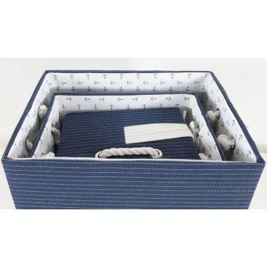 Old Modern Handicrafts Blue Fabric Storage Basket with Bow Decoration - Set of 5. View a larger version of this product image.