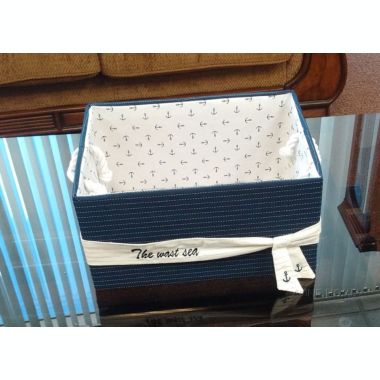 Old Modern Handicrafts Blue Fabric Storage Basket with Bow Decoration - Set of 5. View a larger version of this product image.