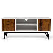 Slickblue Modern TV Stand with Cabinets and Open Shelves
