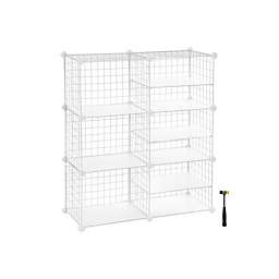 SONGMICS Cube Storage Unit, Interlocking Metal Wire Organizer with Divider Design, Modular Cabinet, Bookcase for Closet Bedroom Kid's Room, 32.7 L x 12.2 W x 36.6 H Inches, White