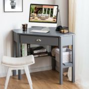 Costway Corner Wooden PC Laptop Computer Desk-Gray