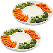 Juvale Ceramic Serving Plate, Divided Tray for Chips, Dip, Crudités (White, 12 In 2 Pack)