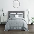 Alternate image 2 for Chic Home Kensley Comforter Set Washed Crinkle Ruffled Flange Border Design Bedding Grey, Queen