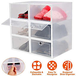 Stock Preferred 6-Pieces Collapsible Shoe Storage Boxes in White