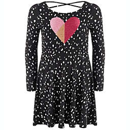 Epic Threads Big Girl's Dot Heart Dress Black Size Medium