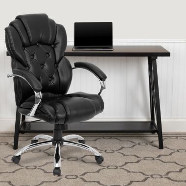Flash Furniture Dorothy High Back Transitional Style Black LeatherSoft Executive Swivel Office Chair with Arms. View a larger version of this product image.