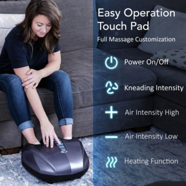 Miko Shiatsu Foot Massager with Deep Kneading and Heat in Charcoal Grey. View a larger version of this product image.