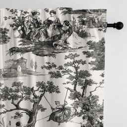 6ix Tailors Fine Linens Toile Vignette Black Pole Top Drapery Panel Pair