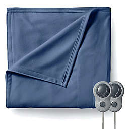 Sunbeam King Size Electric Fleece Heated Blanket in Blue with Dual Zone
