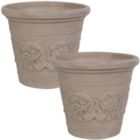Alternate image 0 for Sunnydaze Arabella Polyresin Outdoor/Indoor Extra-Durable Double-Walled Fade-Resistant Flower Pot Planter - 20" Diameter - 2-Pack - Beige