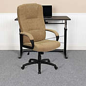 Emma + Oliver High Back Beige Fabric Executive Swivel Office Chair with Arms