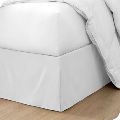 Bare Home Bed Skirt Double Brushed Premium Microfiber, 15-Inch Tailored Drop Pleated Ruffle, 1800 Ultra-Soft, Shrink Resistant - Queen, White