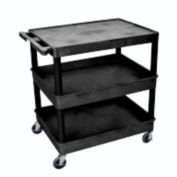 Luxor TC211-B - Large Flat Top and Tub Middle and Bottom Shelf Cart