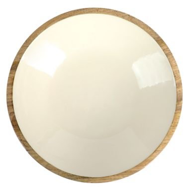 Laurie Gates 11.75 Inch Enameled Mango Wood Serving Bowl in White and Brown. View a larger version of this product image.