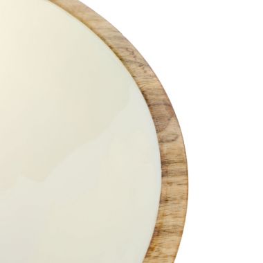 Laurie Gates 11.75 Inch Enameled Mango Wood Serving Bowl in White and Brown. View a larger version of this product image.