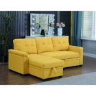 Alternate image 3 for Contemporary Home Living 84" Yellow L Shaped Reversible Sleeper Sectional Sofa with Storage Chaise