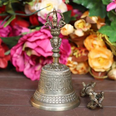 Cottage Handicraft, Tibetan Bell & Dorje, Medium with free Elephant Gift. View a larger version of this product image.