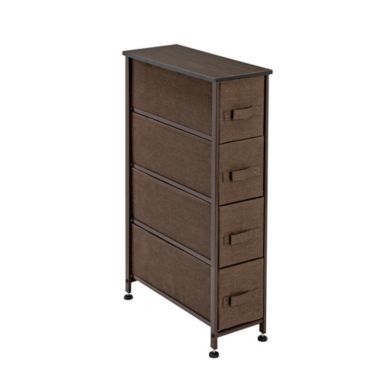 Inq Boutique Narrow Dresser, Vertical Storage Unit With 4 Fabric Drawers, Metal Frame, Slim. View a larger version of this product image.
