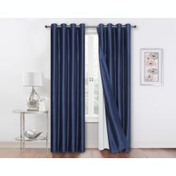 2 Pack Double Layered 100% Blackout Window Curtains - 50 in. W x 63 in. L, Navy/White