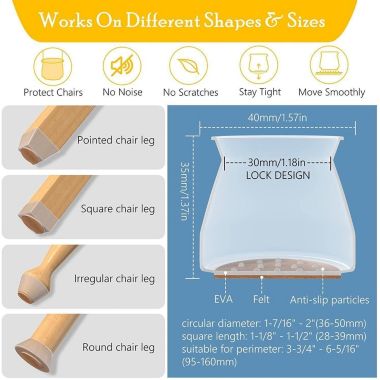 Kitcheniva Silicone Floor Protectors Sliders with Felt Furniture Pads 36 Pcs. View a larger version of this product image.