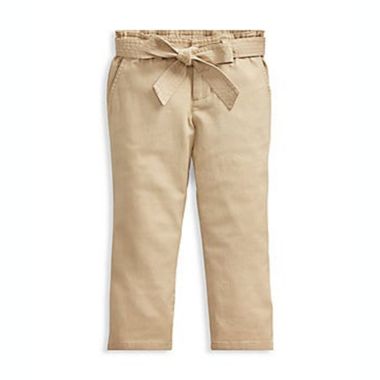 Ralph Lauren Little Girl's Belted Cotton Paperbag Pants Brown Size 5. View a larger version of this product image.