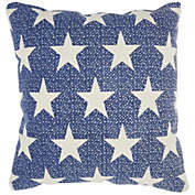 HomeRoots Home Decor. Navy Blue and Ivory Stars Throw Pillow.