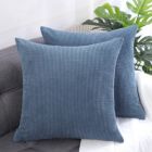 Alternate image 1 for PiccoCasa Set of 2 Corduroy Corn Striped Throw Pillow Covers, Fleece Decorative Cushion Covers, Soft Sofa Pillowcase for Living Room Bedroom Car Seat, 18"X 18", Teal Blue