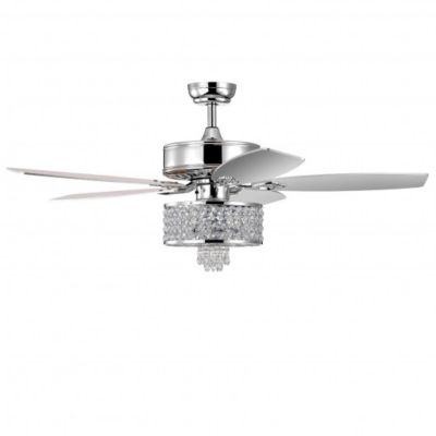 Costway 50 Inch Electric Crystal Ceiling Fan with Light Adjustable Speed Remote Control-Silver