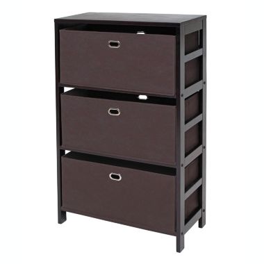 Winsome Torino 4-Piece Set Storage Shelf w/ Chocolate Fabric Baskets - Espresso. View a larger version of this product image.
